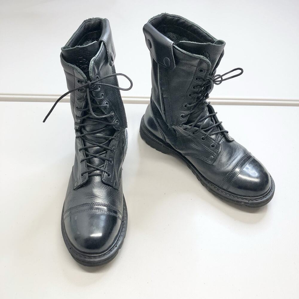 Rocky 2090 10" Paraboot Black Leather Boots Men's 11.5 Wide M EU 45 Zipper